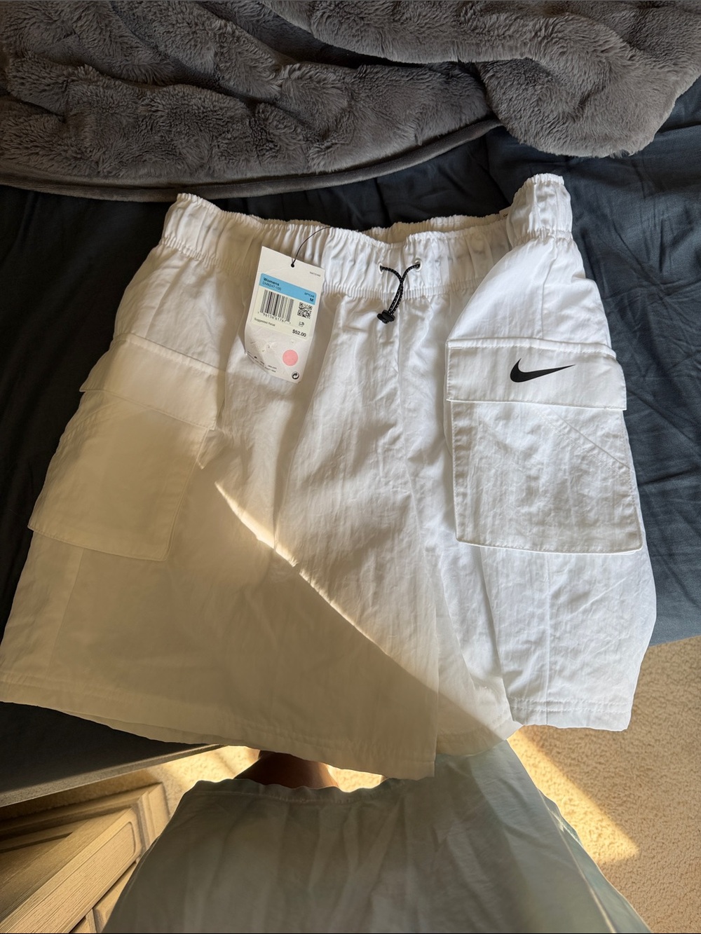 Nike Women’s White Cargo Shorts with Black Swoosh